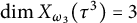 backslash dimension upper X Subscript omega 3 Baseline left parenthesis tau cubed right parenthesis equals 3