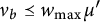 nu Subscript b Baseline precedes above single line equals w Subscript max Baseline mu prime