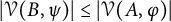 StartAbsoluteValue script upper V left parenthesis upper B comma psi right parenthesis EndAbsoluteValue less than or equals StartAbsoluteValue script upper V left parenthesis upper A comma phi right parenthesis EndAbsoluteValue