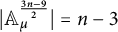 StartAbsoluteValue upper A Subscript mu Superscript StartFraction 3 n minus 9 Over 2 EndFraction Baseline EndAbsoluteValue equals n minus 3
