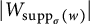 StartAbsoluteValue upper W Subscript backslash operatorname s u p p Sub Subscript sigma Subscript left parenthesis w right parenthesis Baseline EndAbsoluteValue