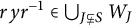 r y r Superscript negative 1 element of backslash leftcup Underscript upper J subset of or not equals upper S Endscripts upper W Subscript upper J