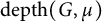 d e p t h left parenthesis upper G comma mu right parenthesis