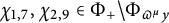 chi Subscript 1 comma 7 Baseline comma chi Subscript 2 comma 9 Baseline element of upper Phi Subscript plus Baseline divided by upper Phi Subscript pi Sub Superscript mu Subscript y Baseline