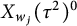 upper X Subscript w Sub Subscript j Baseline left parenthesis tau squared right parenthesis Superscript 0