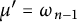 mu prime equals omega Subscript n minus 1 Baseline