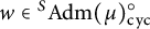 w element of Superscript upper S Baseline upper A d m left parenthesis mu right parenthesis Subscript backslash operatorname c y c Superscript ring