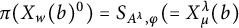 pi left parenthesis upper X Subscript w Baseline left parenthesis b right parenthesis Superscript 0 Baseline right parenthesis equals upper S Subscript upper A Sub Superscript lamda Subscript comma phi Baseline left parenthesis equals upper X Subscript mu Superscript lamda Baseline left parenthesis b right parenthesis