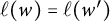 script l left parenthesis w right parenthesis equals script l left parenthesis w prime right parenthesis
