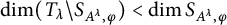 backslash dimension left parenthesis upper T Subscript lamda Baseline divided by upper S Subscript upper A Sub Superscript lamda Subscript comma phi Baseline right parenthesis less than backslash dimension upper S Subscript upper A Sub Superscript lamda Subscript comma phi