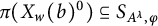 pi left parenthesis upper X Subscript w Baseline left parenthesis b right parenthesis Superscript 0 Baseline right parenthesis subset of or equal to upper S Subscript upper A Sub Superscript lamda Subscript comma phi