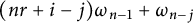 left parenthesis n r plus i minus j right parenthesis omega Subscript n minus 1 plus omega Subscript n minus j