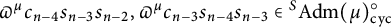 pi Superscript mu Baseline c Subscript n minus 4 Baseline s Subscript n minus 3 Baseline s Subscript n minus 2 Baseline comma pi Superscript mu Baseline c Subscript n minus 3 Baseline s Subscript n minus 4 Baseline s Subscript n minus 3 Baseline element of Superscript upper S Baseline upper A d m left parenthesis mu right parenthesis Subscript backslash operatorname c y c Superscript ring