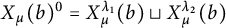 upper X Subscript mu Baseline left parenthesis b right parenthesis Superscript 0 Baseline equals upper X Subscript mu Superscript lamda 1 Baseline left parenthesis b right parenthesis square cup upper X Subscript mu Superscript lamda 2 Baseline left parenthesis b right parenthesis