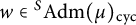 w element of Superscript upper S Baseline upper A d m left parenthesis mu right parenthesis Subscript backslash operatorname c y c