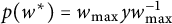 p left parenthesis w Superscript asterisk Baseline right parenthesis equals w Subscript max Baseline y w Subscript max Superscript negative 1