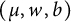 left parenthesis mu comma w comma b right parenthesis