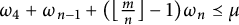 omega 4 plus omega Subscript n minus 1 Baseline plus left parenthesis left floor StartFraction m Over n EndFraction right floor minus 1 right parenthesis omega Subscript n Baseline precedes above single line equals mu