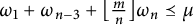 omega 1 plus omega Subscript n minus 3 Baseline plus left floor StartFraction m Over n EndFraction right floor omega Subscript n Baseline precedes above single line equals mu
