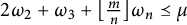 2 omega 2 plus omega 3 plus left floor StartFraction m Over n EndFraction right floor omega Subscript n Baseline precedes above single line equals mu