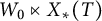 upper W 0 left normal factor semidirect product upper X Subscript asterisk Baseline left parenthesis upper T right parenthesis