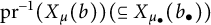 backslash operatorname p r Superscript negative 1 Baseline left parenthesis upper X Subscript mu Baseline left parenthesis b right parenthesis right parenthesis left parenthesis subset of or equal to upper X Subscript mu Sub Subscript bullet Subscript Baseline left parenthesis b Subscript bullet Baseline right parenthesis right parenthesis