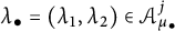 lamda Subscript bullet Baseline equals left parenthesis lamda 1 comma lamda 2 right parenthesis element of upper A Subscript mu Sub Subscript bullet Superscript j