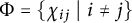 upper Phi equals StartSet chi Subscript i j Baseline vertical bar i not equals j EndSet