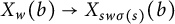upper X Subscript w Baseline left parenthesis b right parenthesis right arrow upper X Subscript s w sigma left parenthesis s right parenthesis Baseline left parenthesis b right parenthesis