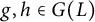 g comma h element of upper G left parenthesis upper L right parenthesis