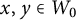 x comma y element of upper W 0