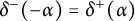 delta Superscript minus Baseline left parenthesis negative alpha right parenthesis equals delta Superscript plus Baseline left parenthesis alpha right parenthesis