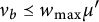 nu Subscript b Baseline precedes above single line equals w Subscript max Baseline mu prime