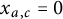 x Subscript a comma c Baseline equals 0