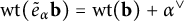 backslash operatorname w t left parenthesis e Subscript alpha Baseline overtilde bold b right parenthesis equals backslash operatorname w t left parenthesis bold b right parenthesis plus alpha Superscript or