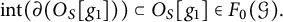 i n t left parenthesis partial differential left parenthesis upper O Subscript upper S Baseline g 1 right parenthesis right parenthesis subset of upper O Subscript upper S Baseline g 1 element of upper F 0 left parenthesis script upper G right parenthesis period