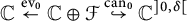 double struck upper C backslash stackrel e v Subscript 0 Baseline left arrow double struck upper C circled plus script upper F backslash stackrel c a n Subscript 0 Baseline right arrow with hook upper C Superscript right bracket 0 comma delta