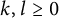 k comma l greater than or equals 0