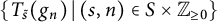 StartSet upper T Subscript s overtilde Baseline left parenthesis g Subscript n Baseline right parenthesis vertical bar left parenthesis s comma n right parenthesis element of upper S times upper Z Subscript greater than or equals 0 Baseline EndSet