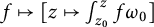 f right arrow from bar z right arrow from bar integral Subscript z 0 Superscript z Baseline f omega 0