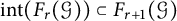 i n t left parenthesis upper F Subscript r Baseline left parenthesis script upper G right parenthesis right parenthesis subset of upper F Subscript r plus 1 Baseline left parenthesis script upper G right parenthesis