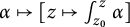 alpha right arrow from bar z right arrow from bar integral Subscript z 0 Superscript z Baseline alpha