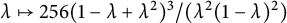 lamda right arrow from bar 256 left parenthesis 1 minus lamda plus lamda squared right parenthesis cubed divided by left parenthesis lamda squared left parenthesis 1 minus lamda right parenthesis squared right parenthesis