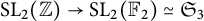 upper S upper L Subscript 2 Baseline left parenthesis double struck upper Z right parenthesis right arrow upper S upper L Subscript 2 Baseline left parenthesis upper F 2 right parenthesis asymptotically equals upper S 3