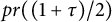 p r left parenthesis left parenthesis 1 plus tau right parenthesis divided by 2 right parenthesis