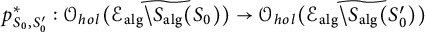 p Subscript upper S 0 comma upper S prime 0 Superscript asterisk Baseline colon script upper O Subscript h o l Baseline left parenthesis ModifyingAbove script upper E Subscript a l g Baseline minus upper S Subscript a l g Baseline left parenthesis upper S 0 right parenthesis With tilde right parenthesis right arrow script upper O Subscript h o l Baseline left parenthesis ModifyingAbove script upper E Subscript a l g Baseline minus upper S Subscript a l g Baseline left parenthesis upper S prime 0 right parenthesis With tilde right parenthesis