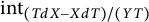 i n t Subscript left parenthesis upper T d upper X minus upper X d upper T right parenthesis divided by left parenthesis upper Y upper T right parenthesis