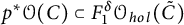 p Superscript asterisk Baseline script upper O left parenthesis upper C right parenthesis subset of upper F 1 Superscript delta Baseline script upper O Subscript h o l Baseline left parenthesis upper C overtilde right parenthesis