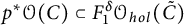 p Superscript asterisk Baseline script upper O left parenthesis upper C right parenthesis subset of upper F 1 Superscript delta Baseline upper O Subscript h o l Baseline left parenthesis upper C overtilde right parenthesis