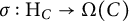 sigma colon upper H Subscript upper C Baseline right arrow upper Omega left parenthesis upper C right parenthesis
